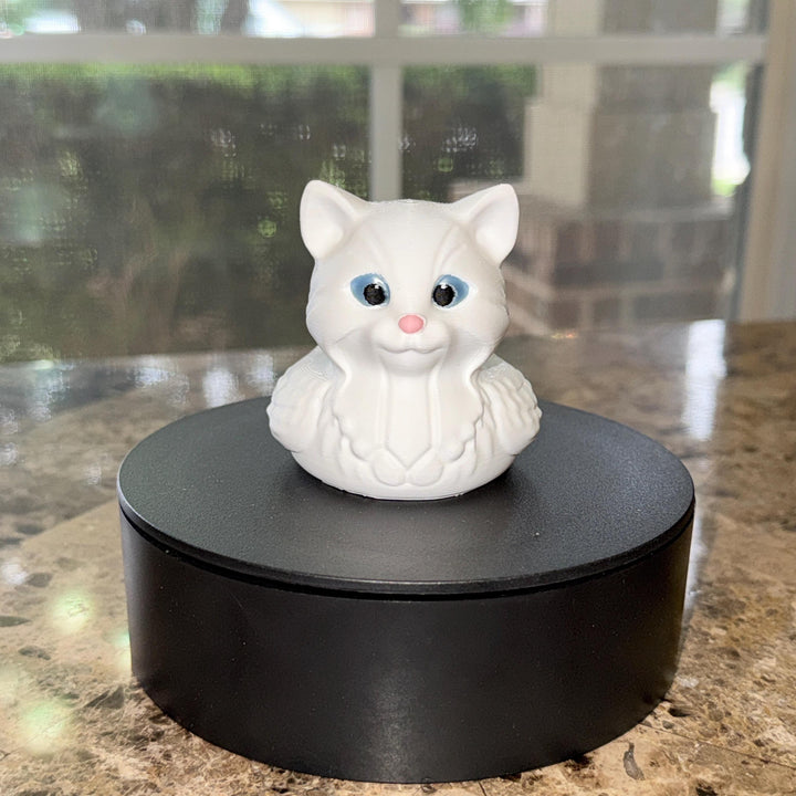 White Kitty Cat Decorator Duck, 3D Printed White Kitty, Cat Lover Gift, Desk Dashboard or Nighstand Decor, Feline Collectible