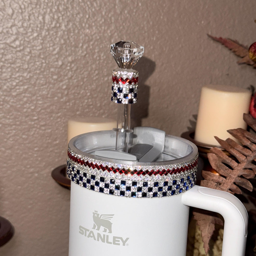 Patriotic Rhinestone straw topper, Bling Sparkle Cup gifts, Stanley Tumbler Accessories, Unique Gift