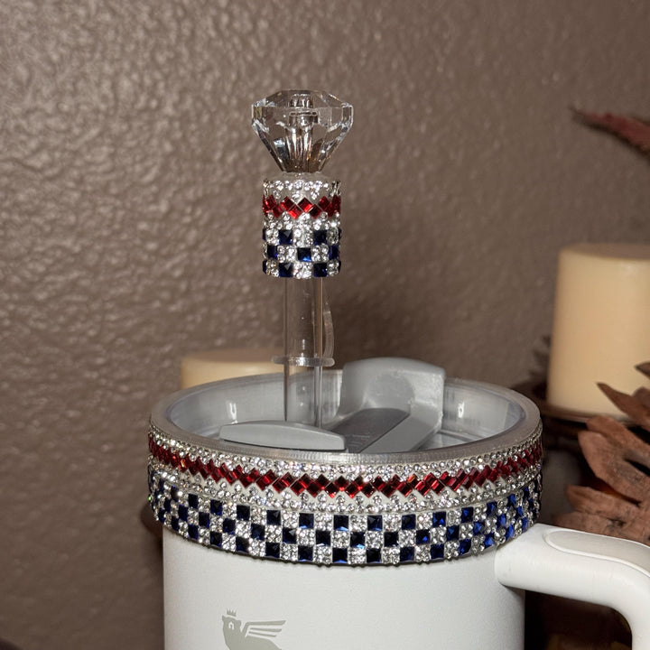 Patriotic Rhinestone straw topper, Bling Sparkle Cup gifts, Stanley Tumbler Accessories, Unique Gift