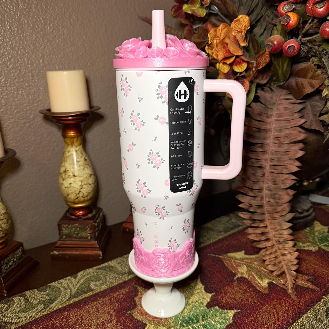 Rose Bouquet Cluster Tumbler Topper or boot that fit HydroJug Traveler Tumbler Lids, Rose Accessory, 3D Decorative Lid, hot seller
