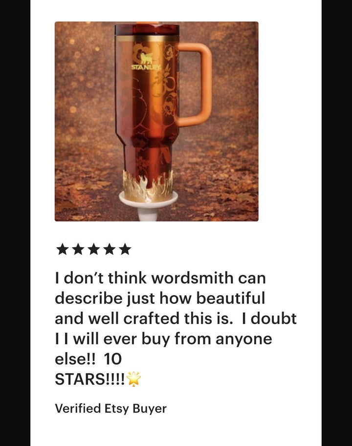 Gold Fire Flames Tumbler Boot or Halo, Cup Sleeve Design, Accessories for your 20/30 or 40 oz Stanley tumblers, Unique Gift