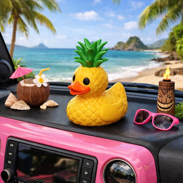 Tropical Pineapple Duck for duck enthusiasts, Dashboard Accessory, Fun Summer Road Trip Gift, Handmade Duckie Decor