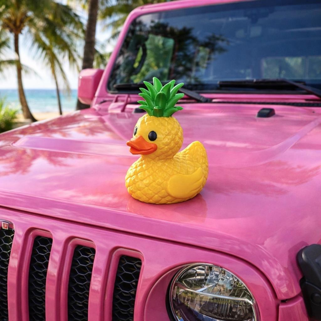 Tropical Pineapple Duck for duck enthusiasts, Dashboard Accessory, Fun Summer Road Trip Gift, Handmade Duckie Decor