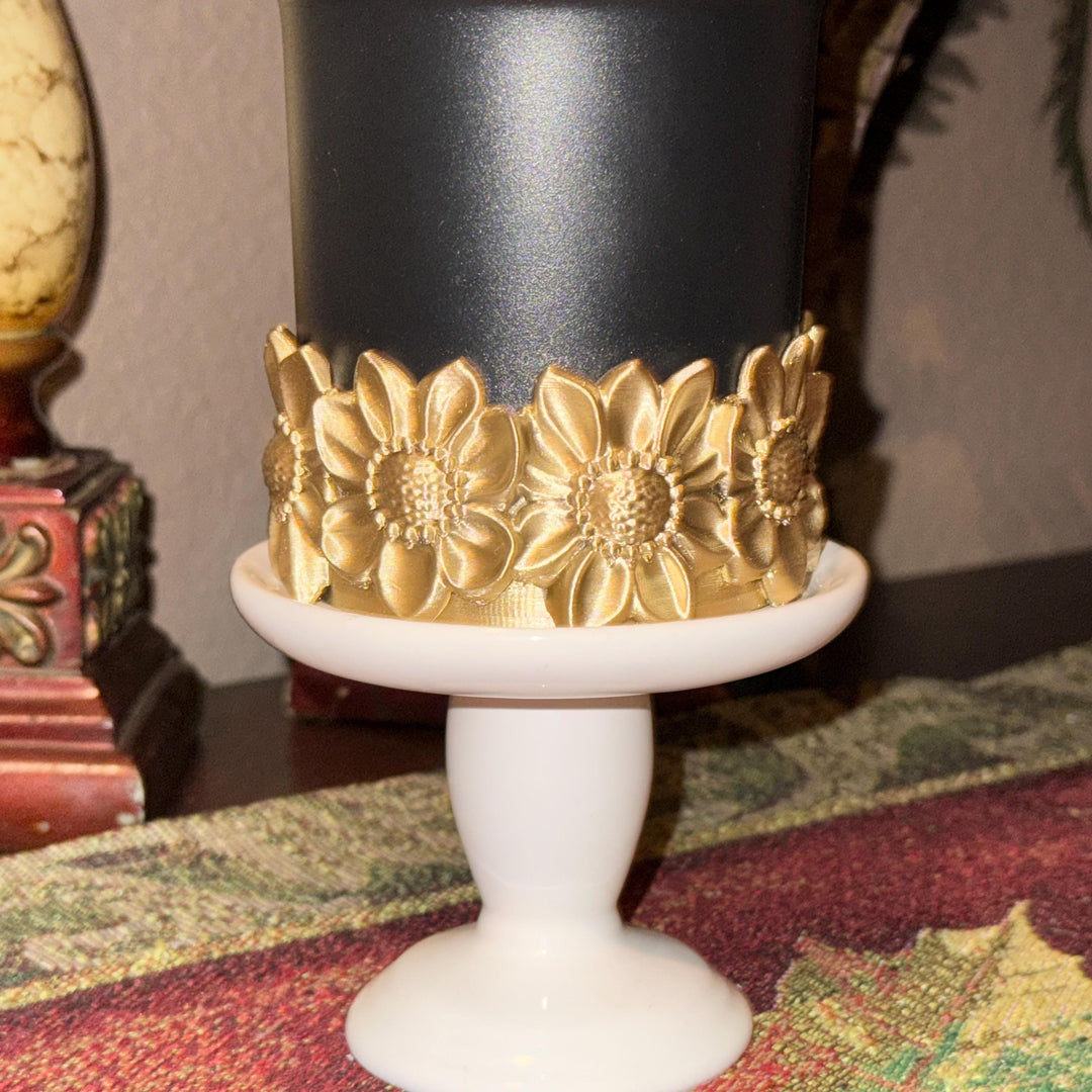 Wild Blooms Tumbler Boot or Pro Tour Lid Topper, Black Gold Flower Cup Sleeve, Stanley Accessories, Unique Gift