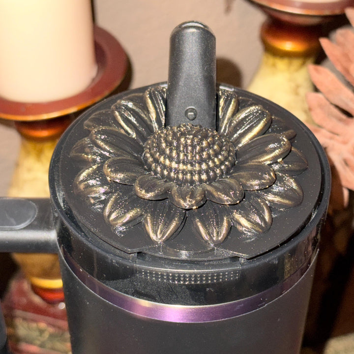 Wild Blooms Tumbler Boot or Pro Tour Lid Topper, Black Gold Flower Cup Sleeve, Stanley Accessories, Unique Gift
