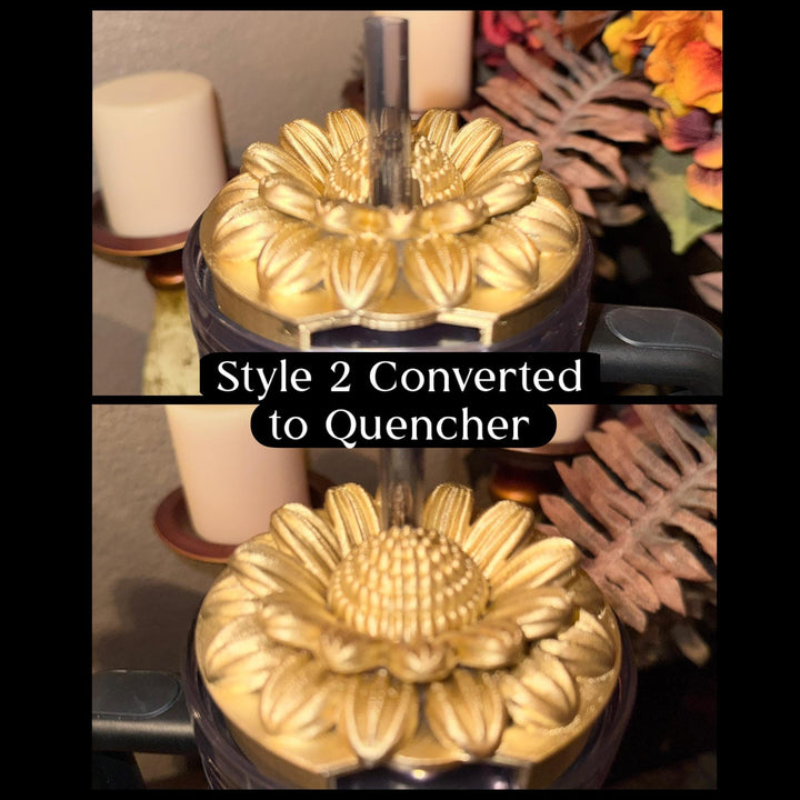Wild Blooms Tumbler Boot or Pro Tour Lid Topper, Black Gold Flower Cup Sleeve, Stanley Accessories, Unique Gift