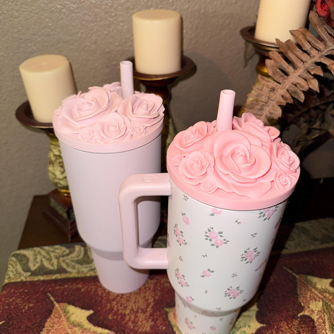 Rose Bouquet Cluster Tumbler Topper that fit HydroJug Traveler Tumbler Lids, Rose Accessory, 3D Decorative Lid, hot seller