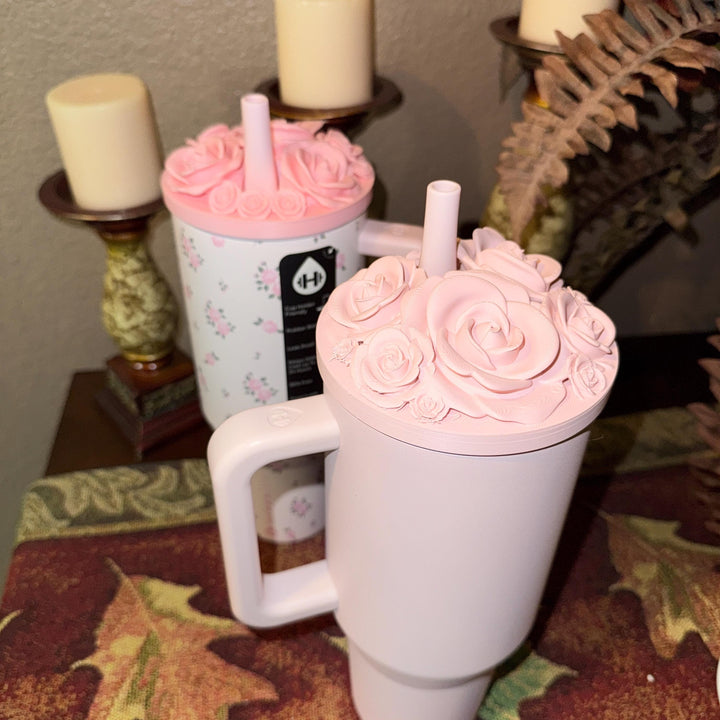 Rose Bouquet Cluster Tumbler Topper that fit HydroJug Traveler Tumbler Lids, Rose Accessory, 3D Decorative Lid, hot seller
