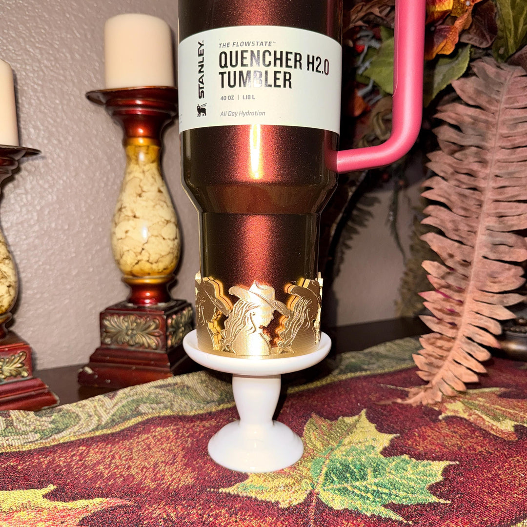 Unique Cowboy Cowgirl Hat Boots Horseshoe Tumbler Boot, Country Gold Horse Rodeo Cup Sleeve, fits your Stanley HydroJug Coldest Tumblers