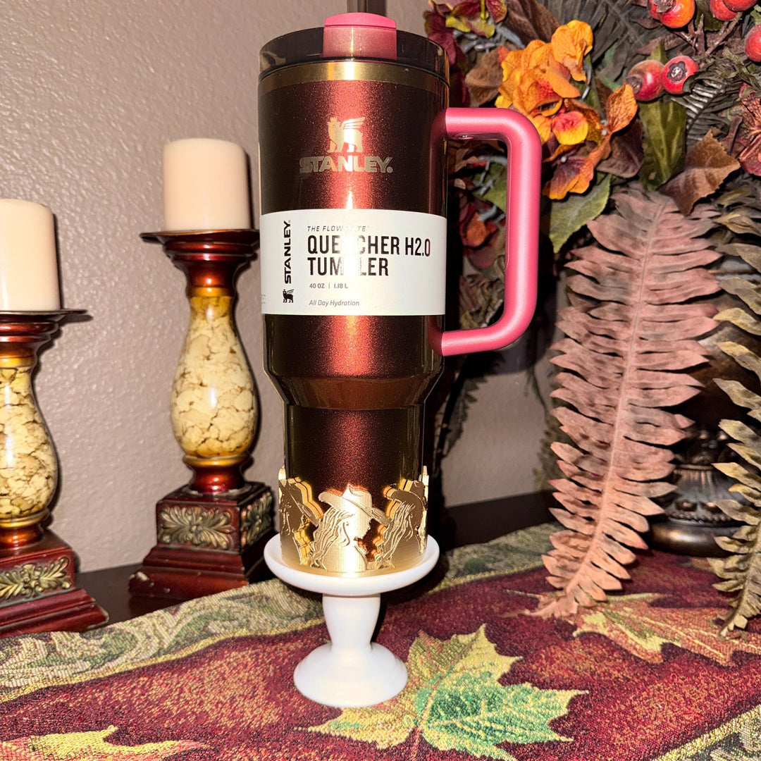 Unique Cowboy Cowgirl Hat Boots Horseshoe Tumbler Boot, Country Gold Horse Rodeo Cup Sleeve, fits your Stanley HydroJug Coldest Tumblers
