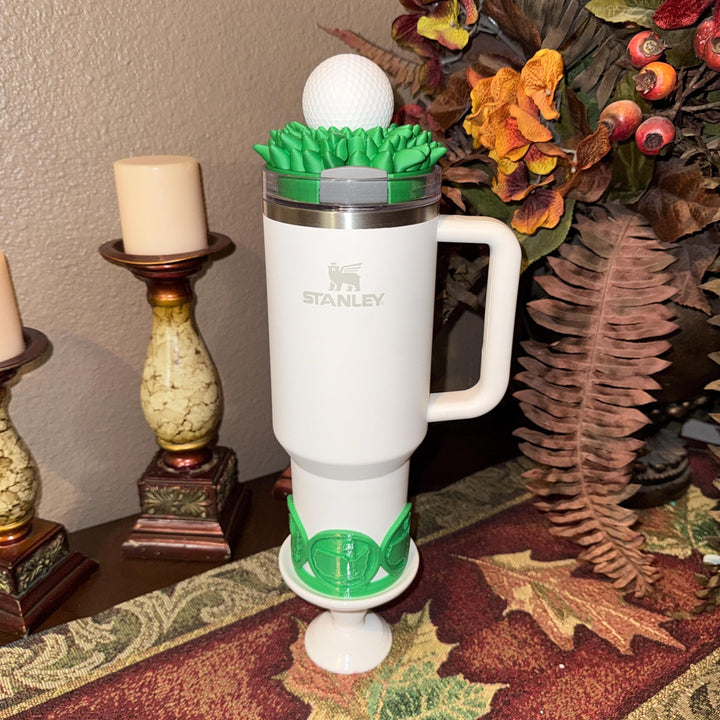 Golf Themed Tumbler Accessoties Collection with a tumbler topper, boot and Straw Topper for 20 30 or 40 oz Stanley Cups