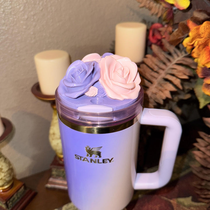 Rose Bouquet Cluster Tumbler Topper that fit Stanley Tumbler Quencher Lids, Rose Accessory, 3D Decorative Lid, BEST SELLER