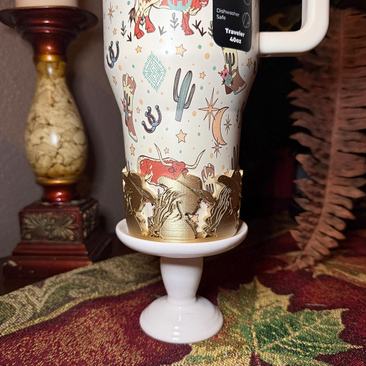 Unique Cowboy Hat and Boots Tumbler Boot, Rodeo Cup Sleeve, fits your Stanley and HydroJug Coldest Tumblers, Unique Gift, custom colors