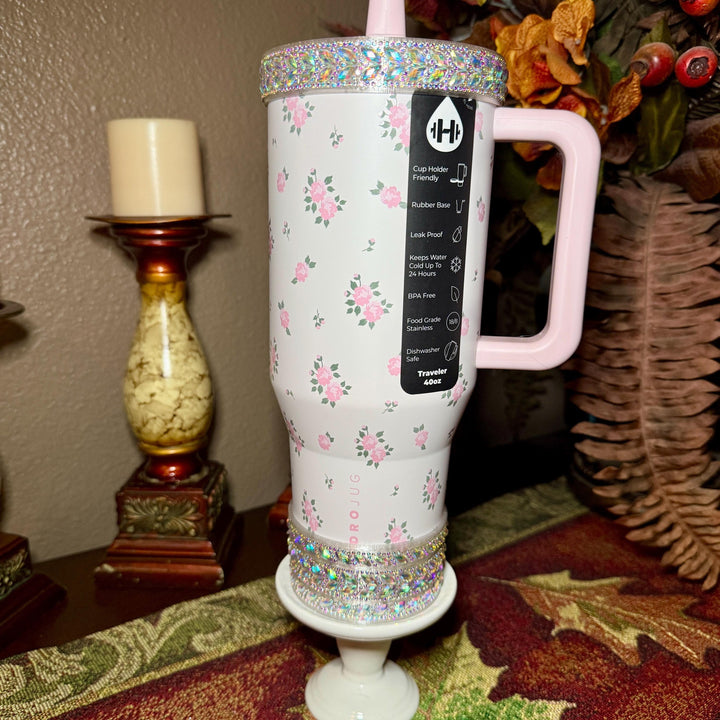 Iridescent Rhinestone Tumbler Boot or Halo, Bling Sparkle Cup Sleeve, Hydrojug Accessories, Unique Gift