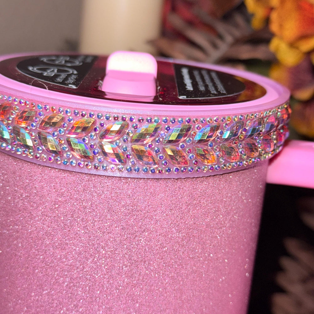 Pretty in Pink Iridescent Rhinestone Tumbler Boot or Halo, Bling Sparkle Cup Sleeve, Hydrojug Accessories, Unique Gift