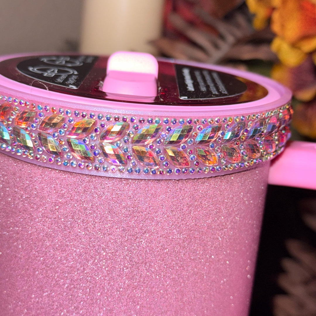 Pretty in Pink Iridescent Rhinestone Tumbler Boot or Halo, Bling Sparkle Cup Sleeve, Hydrojug Accessories, Unique Gift