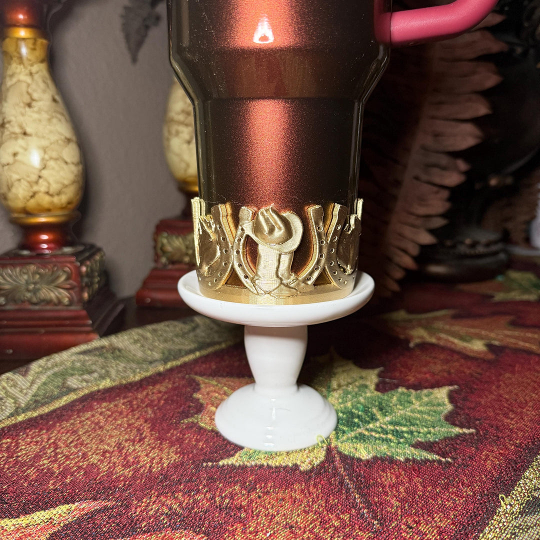 Unique Cowboy Cowgirl Hat Boots Horseshoe Tumbler Boot, Country Gold Horse Rodeo Cup Sleeve, fits your Stanley HydroJug Coldest Tumblers