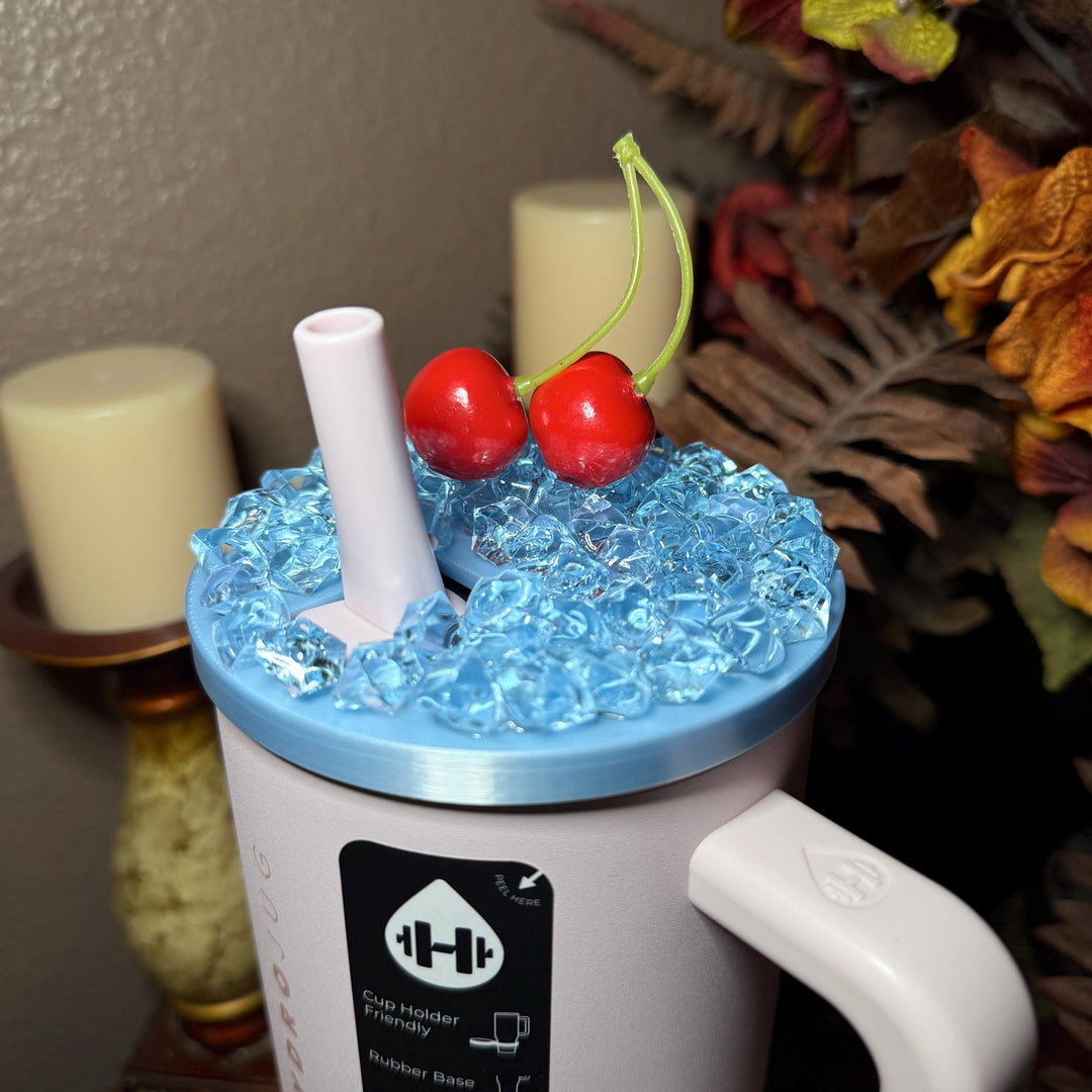 Cherry Checkers Tumbler Ice Lid Topper for 32 or 40 oz Hydrojug, Tumbler Accessories, Unique Gift