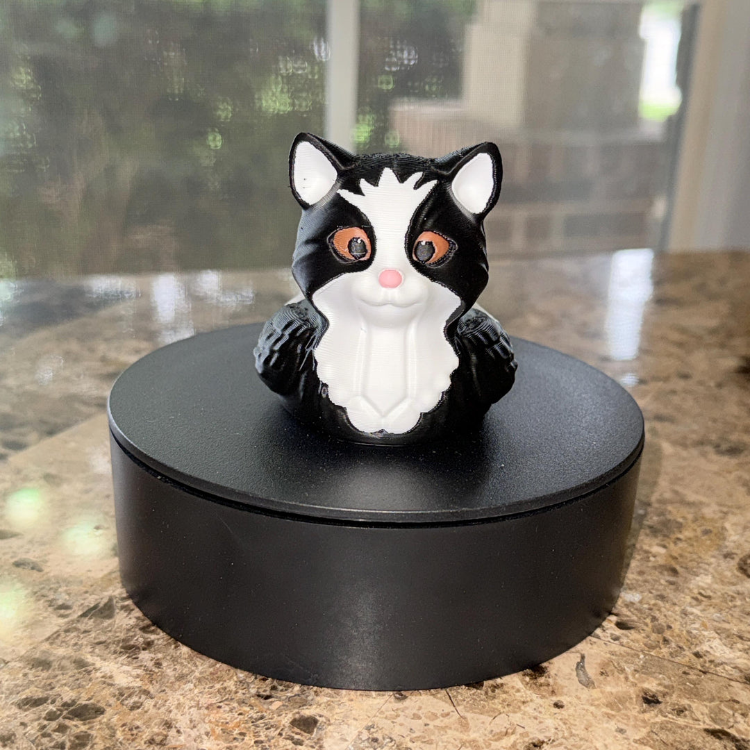 Tuxedo Cat Black and White Decorator Duck, 3D Printed Black and White Kitty, Cat Lover Gift, Desk Nighstand Decor, Feline Collectible