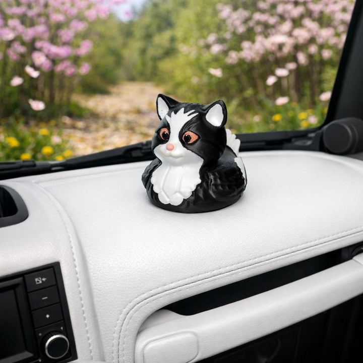 Tuxedo Cat Black and White Decorator Duck, 3D Printed Black and White Kitty, Cat Lover Gift, Desk Nighstand Decor, Feline Collectible