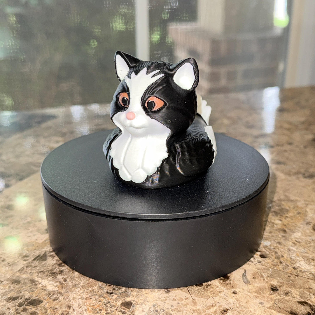 Tuxedo Cat Black and White Decorator Duck, 3D Printed Black and White Kitty, Cat Lover Gift, Desk Nighstand Decor, Feline Collectible