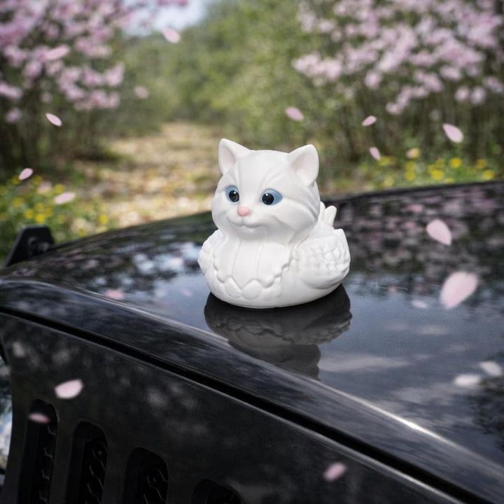 White Kitty Cat Decorator Duck, 3D Printed White Kitty, Cat Lover Gift, Desk Dashboard or Nighstand Decor, Feline Collectible