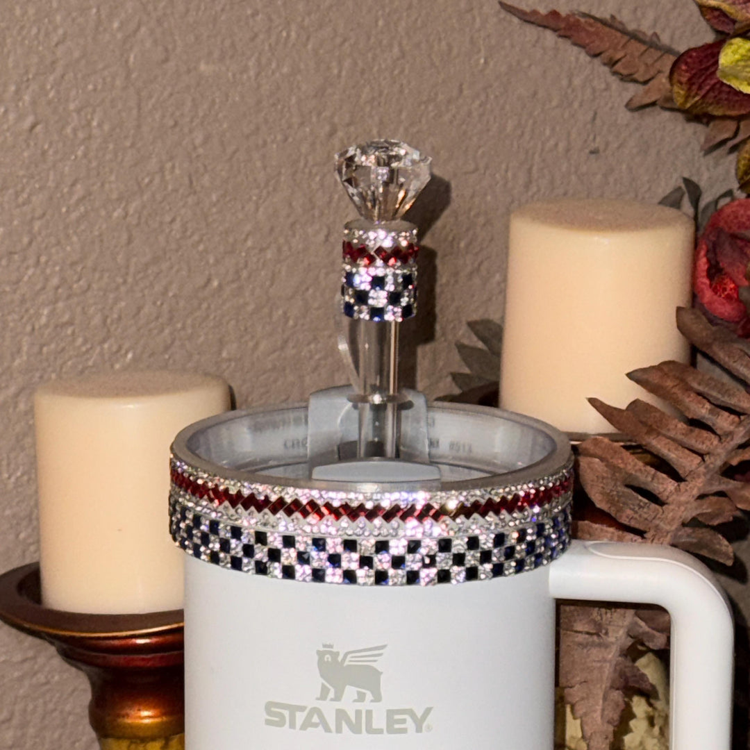 Patriotic Rhinestone straw topper, Bling Sparkle Cup gifts, Stanley Tumbler Accessories, Unique Gift