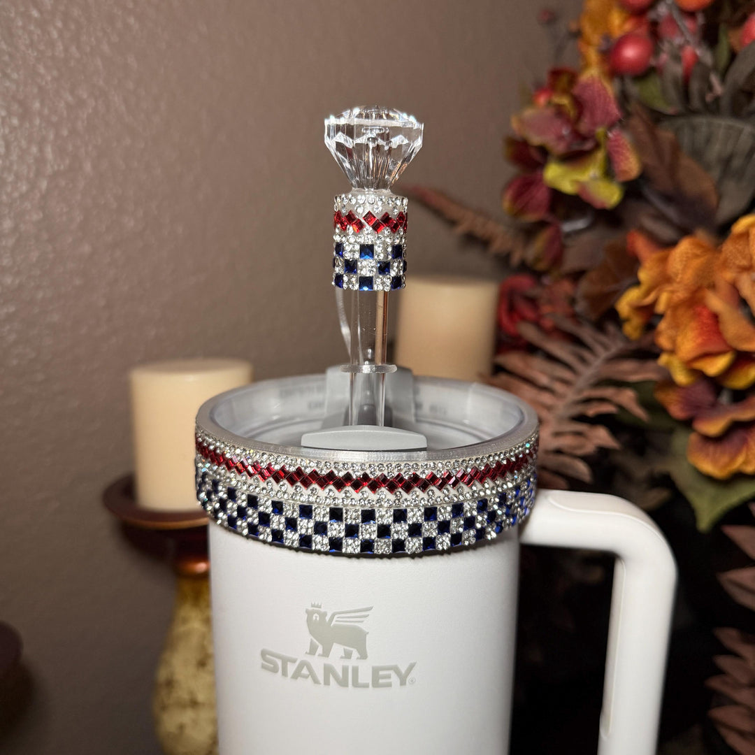 Patriotic Rhinestone straw topper, Bling Sparkle Cup gifts, Stanley Tumbler Accessories, Unique Gift