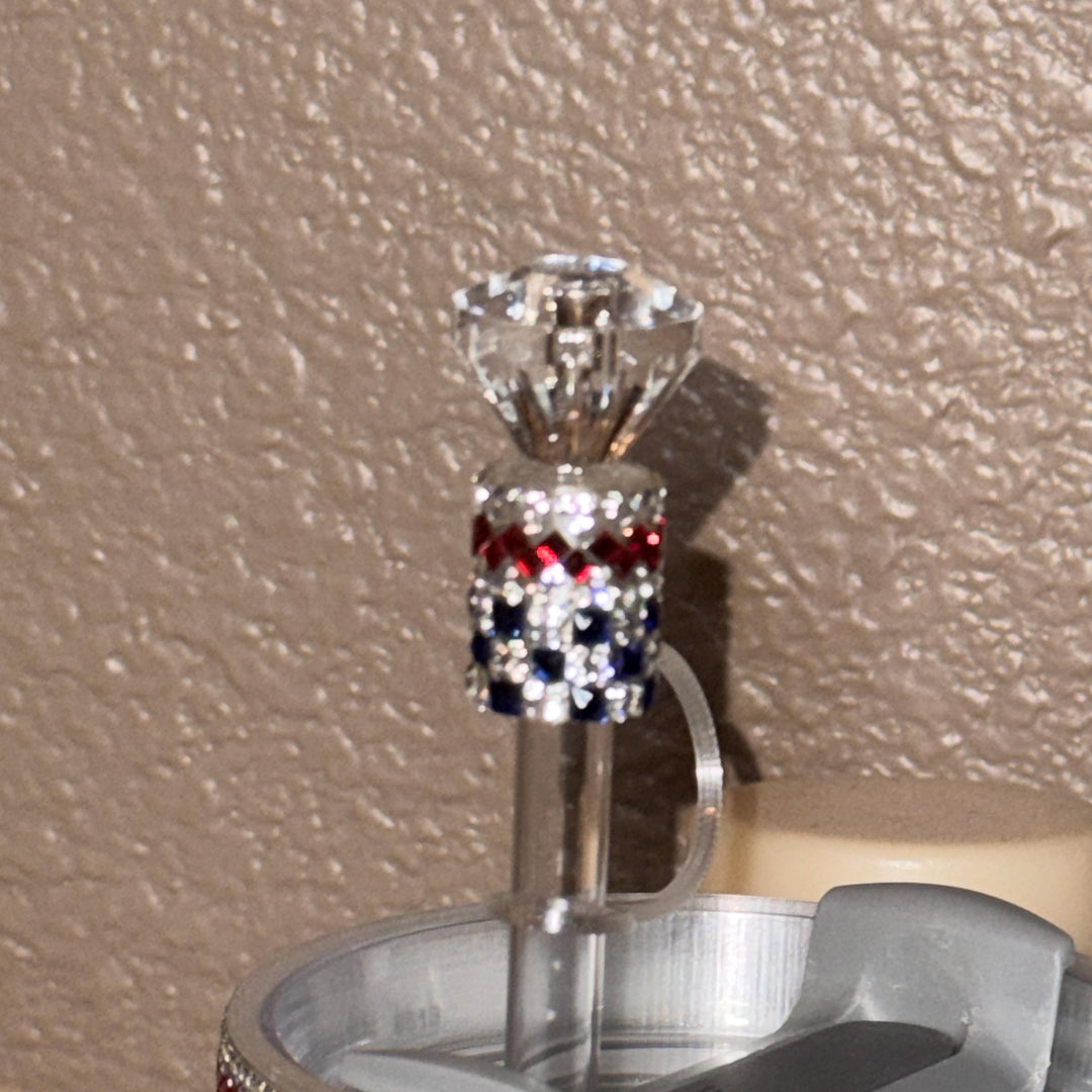 Patriotic Rhinestone straw topper, Bling Sparkle Cup gifts, Stanley Tumbler Accessories, Unique Gift