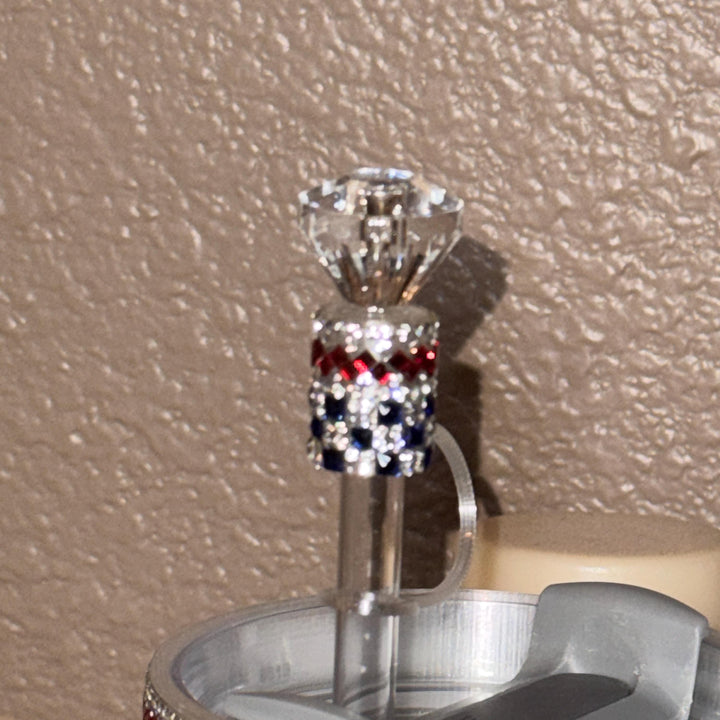 Patriotic Rhinestone straw topper, Bling Sparkle Cup gifts, Stanley Tumbler Accessories, Unique Gift