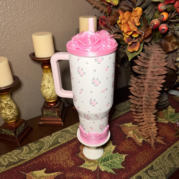 Rose Bouquet Cluster Tumbler Topper or boot that fit HydroJug Traveler Tumbler Lids, Rose Accessory, 3D Decorative Lid, hot seller
