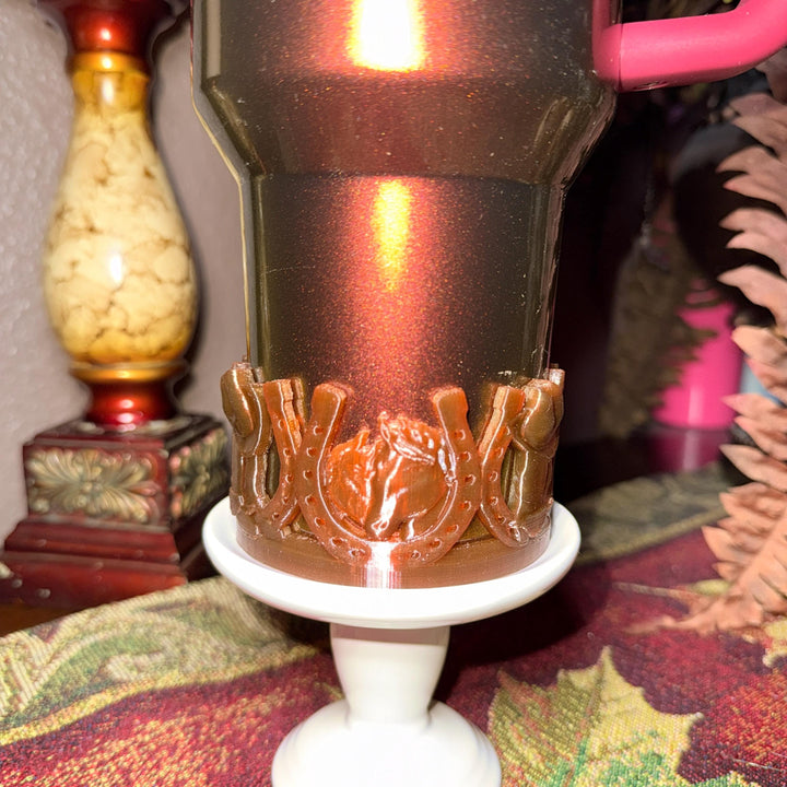 Unique Cowboy Cowgirl Hat Boots Horseshoe Tumbler Boot, Country Gold Horse Rodeo Cup Sleeve, fits your Stanley HydroJug Coldest Tumblers
