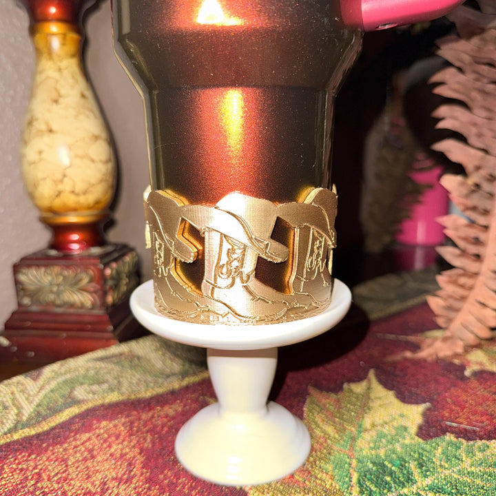 Unique Cowboy Cowgirl Hat Boots Horseshoe Tumbler Boot, Country Gold Horse Rodeo Cup Sleeve, fits your Stanley HydroJug Coldest Tumblers