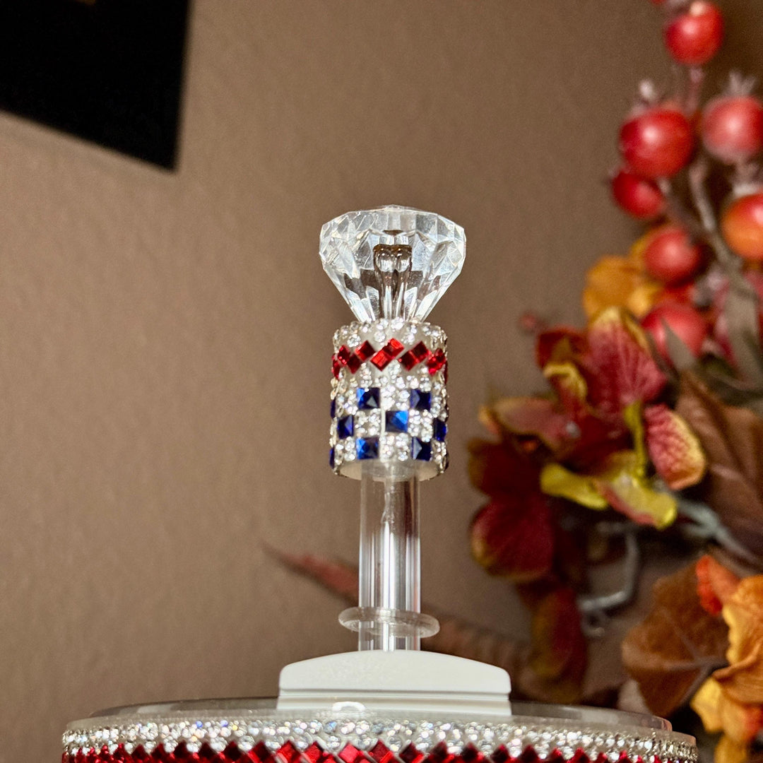 Patriotic Rhinestone Tumbler Boot or Halo, straw topper, Bling Sparkle Cup Sleeve, Stanley Tumbler Accessories, Unique Gift stars stripes