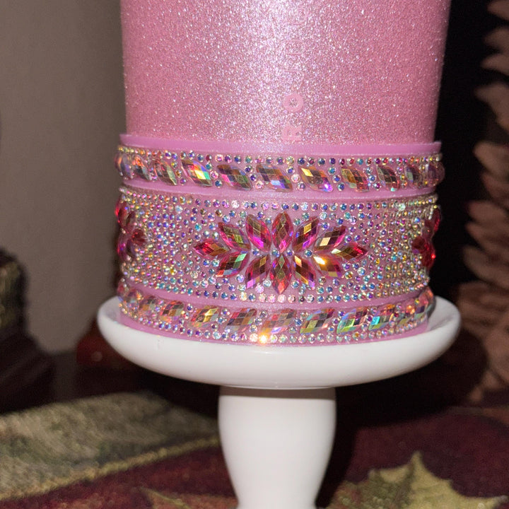 Pretty in Pink Iridescent Rhinestone Tumbler Boot or Halo, Bling Sparkle Cup Sleeve, Hydrojug Accessories, Unique Gift