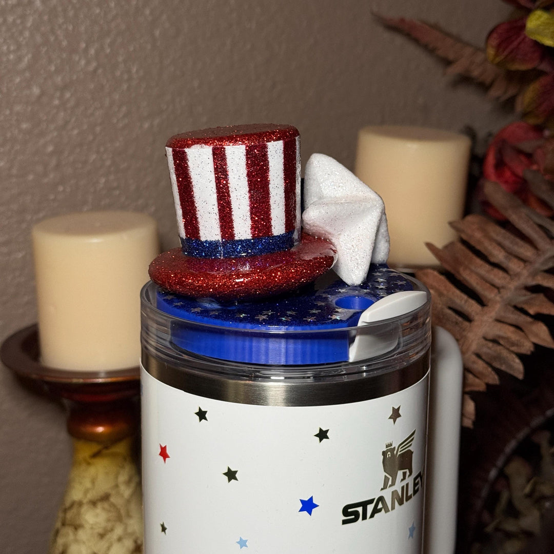Stars and Stripes Patriotic Tumbler Topper, Independece Day Topper, 3D Decorative Lid
