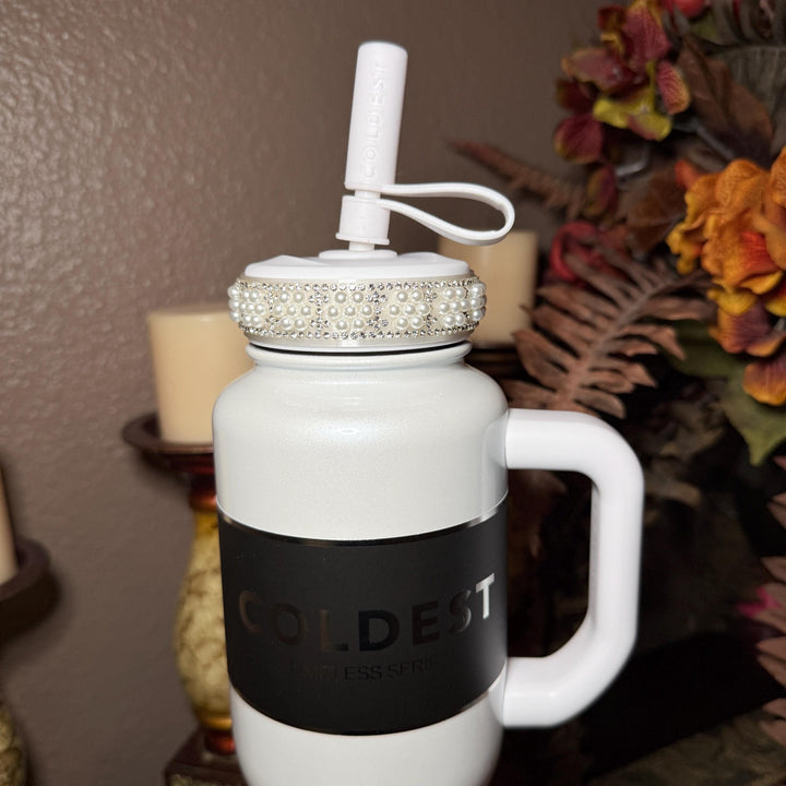 Coldest Fancy Rhinestone Straw Lid Collar Accessory Collection sized to fit the Coldest brand tumblers, unique gift accessories
