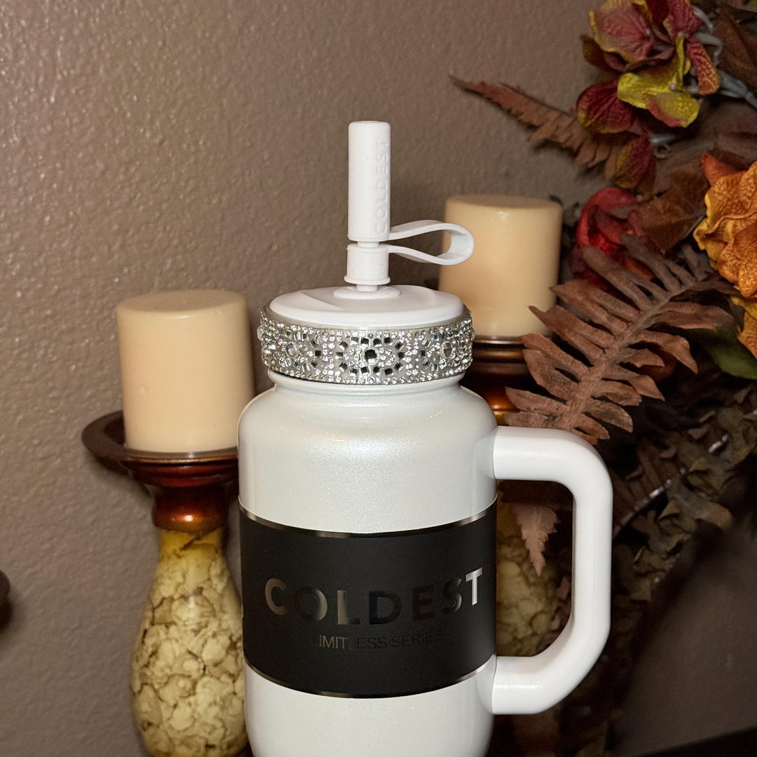 Coldest Fancy Rhinestone Straw Lid Collar Accessory Collection sized to fit the Coldest brand tumblers, unique gift accessories