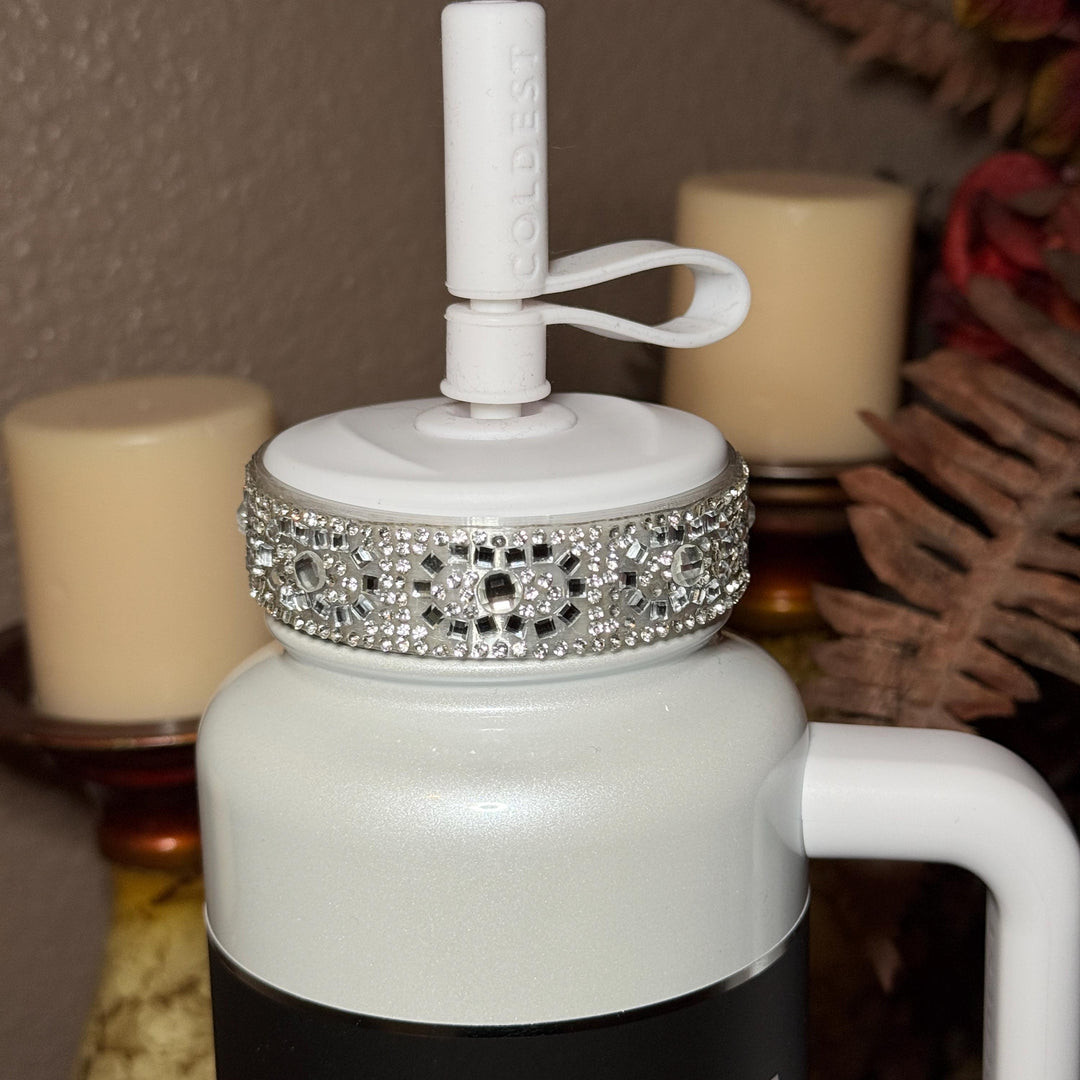 Coldest Fancy Rhinestone Straw Lid Collar Accessory Collection sized to fit the Coldest brand tumblers, unique gift accessories