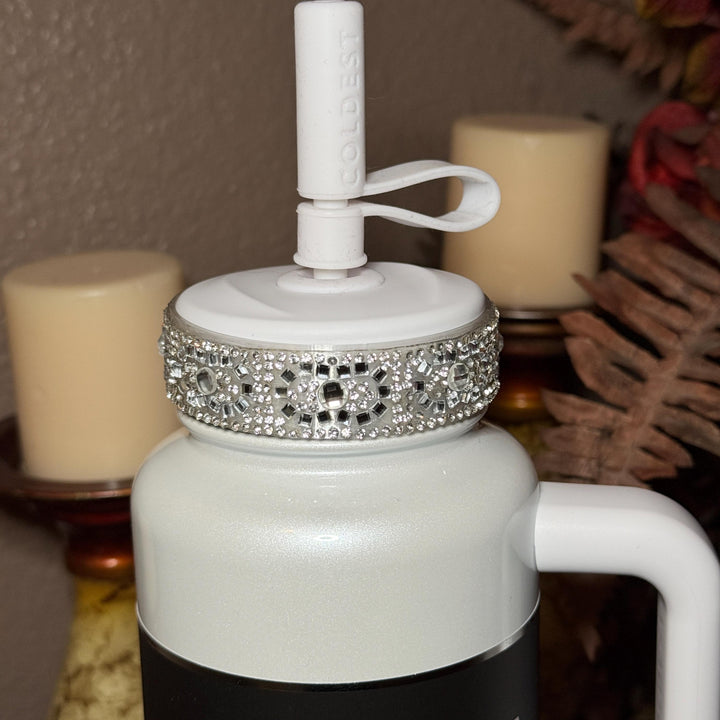 Coldest Fancy Rhinestone Straw Lid Collar Accessory Collection sized to fit the Coldest brand tumblers, unique gift accessories