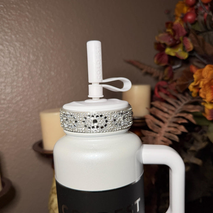 Coldest Fancy Rhinestone Straw Lid Collar Accessory Collection sized to fit the Coldest brand tumblers, unique gift accessories