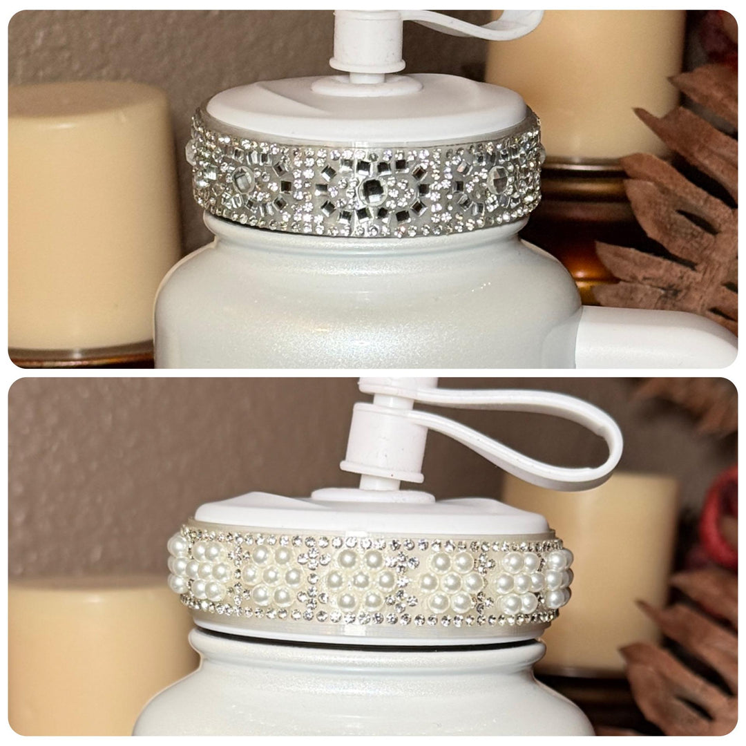 Coldest Fancy Rhinestone Straw Lid Collar Accessory Collection sized to fit the Coldest brand tumblers, unique gift accessories