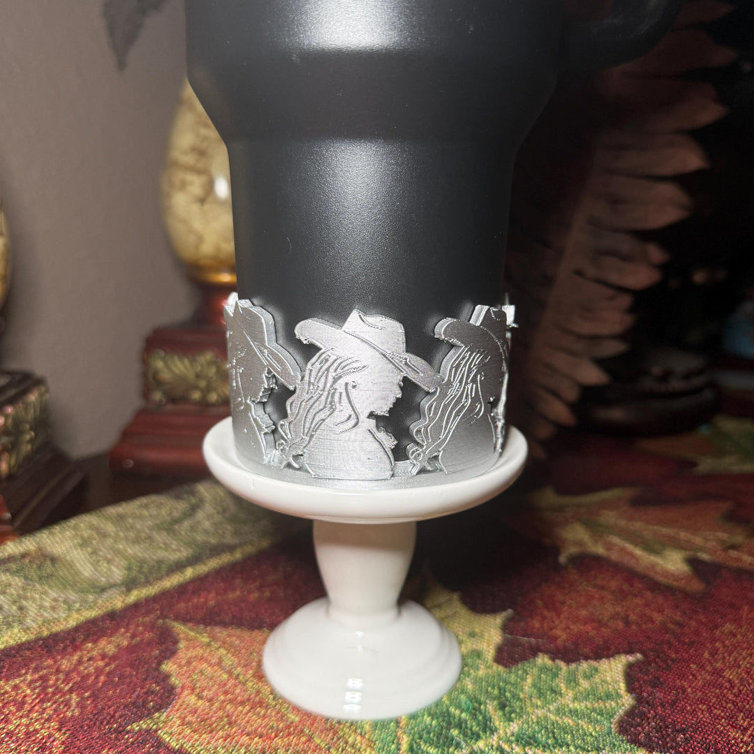 Silver or Gold Cowgirl Hat Tumbler Boot or Straw Topper, Rodeo Cup Sleeve, fits your Stanley and HydroJug Tumblers, Unique Gift