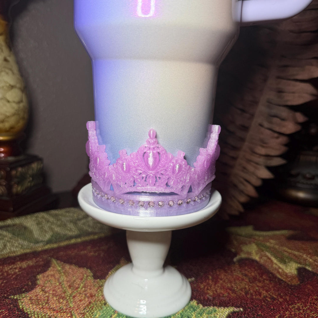 Pink Lavender Rhinestone Ombre Crown Boots for your Glinda Fits 20 30 40 oz Stanley tumbler or Owala, unique gift