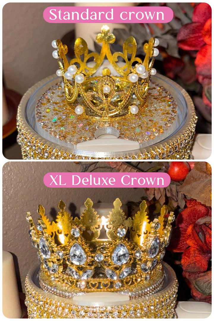 Luxurious Gold Fancy Rhinestone Royal Princess Accessory for Stanley tumbler, Crown Topper, Royal Queen Halo Bling Bangle Band Boot Straw