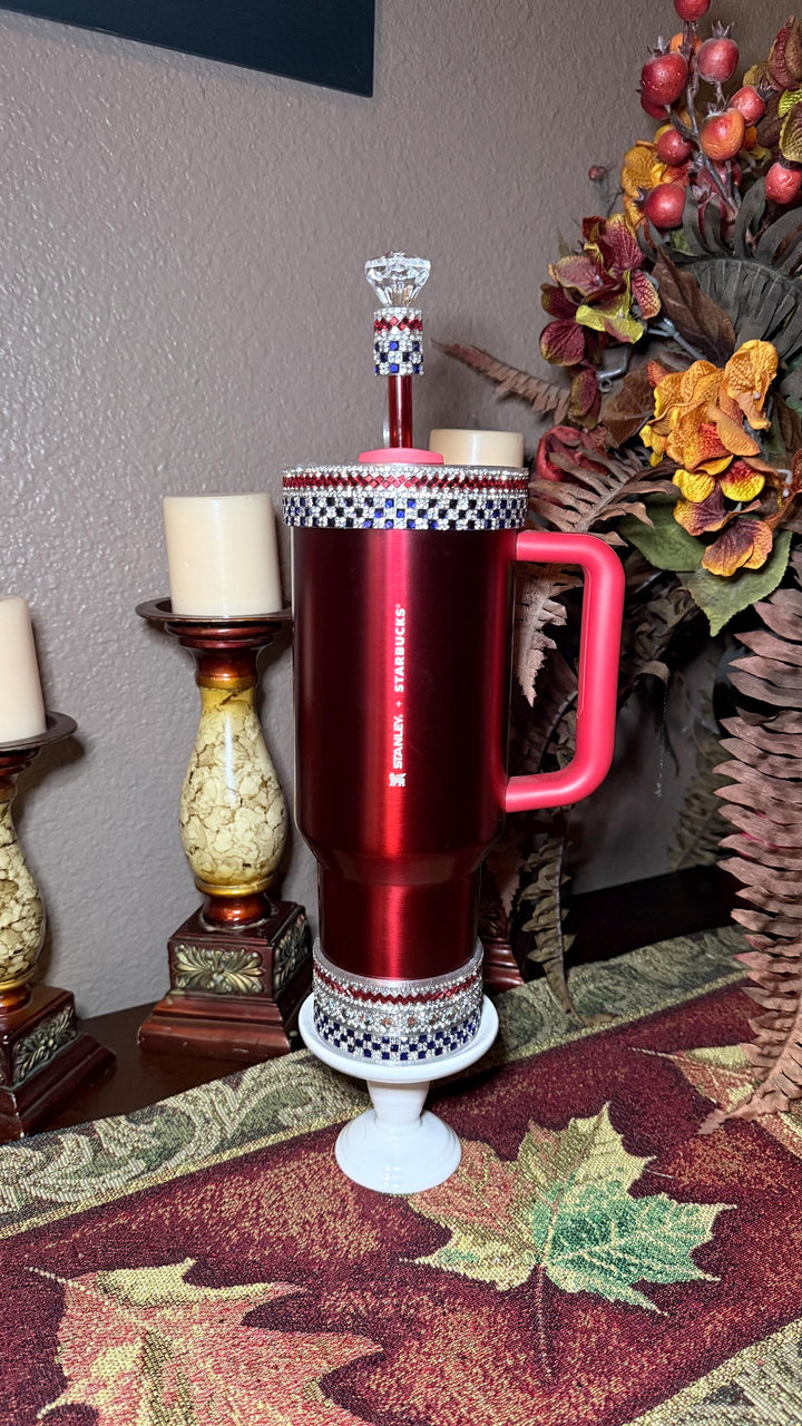 Patriotic Rhinestone Tumbler Boot or Halo, straw topper, Bling Sparkle Cup Sleeve, Stanley Tumbler Accessories, Unique Gift stars stripes