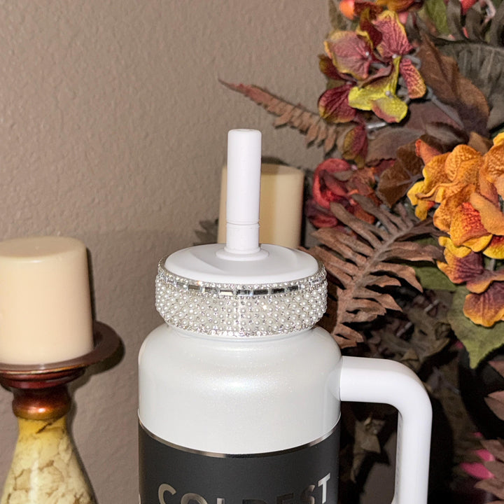 Coldest Fancy Pearl and Rhinestone Tumbler Boot, Straw Lid Collar and Straw Cap Accessory Collection, unique gift accessories