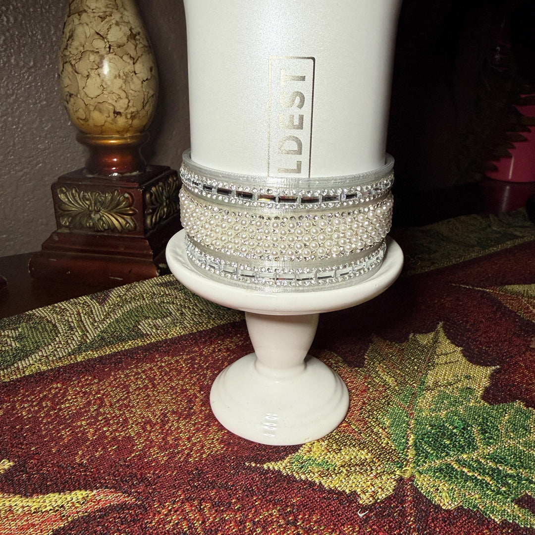 Coldest Fancy Pearl and Rhinestone Tumbler Boot, Straw Lid Collar and Straw Cap Accessory Collection, unique gift accessories