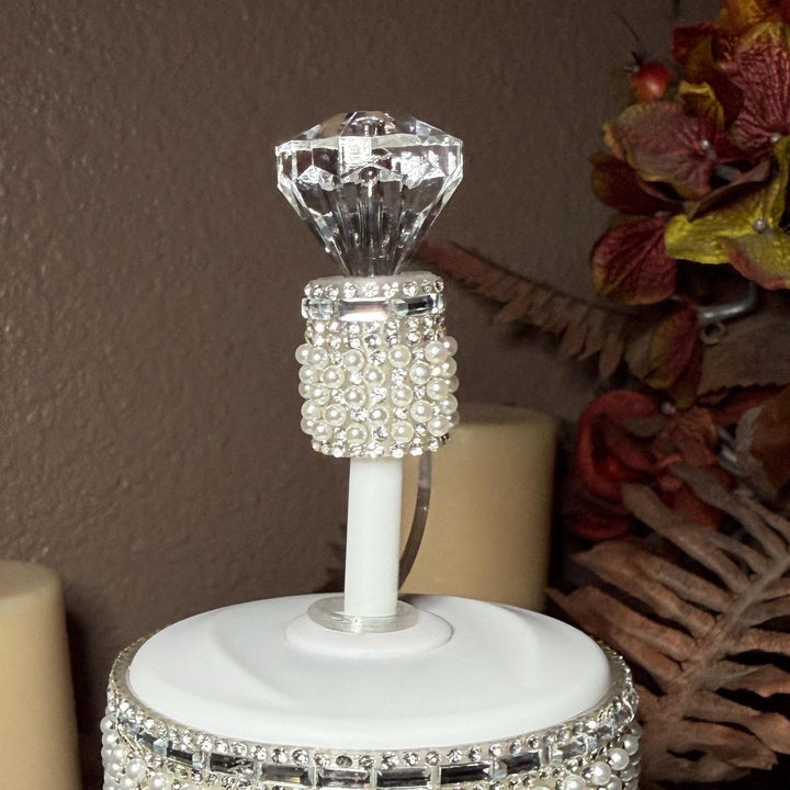 Coldest Fancy Pearl and Rhinestone Tumbler Boot, Straw Lid Collar and Straw Cap Accessory Collection, fits 36 and 46 oz, unique gift