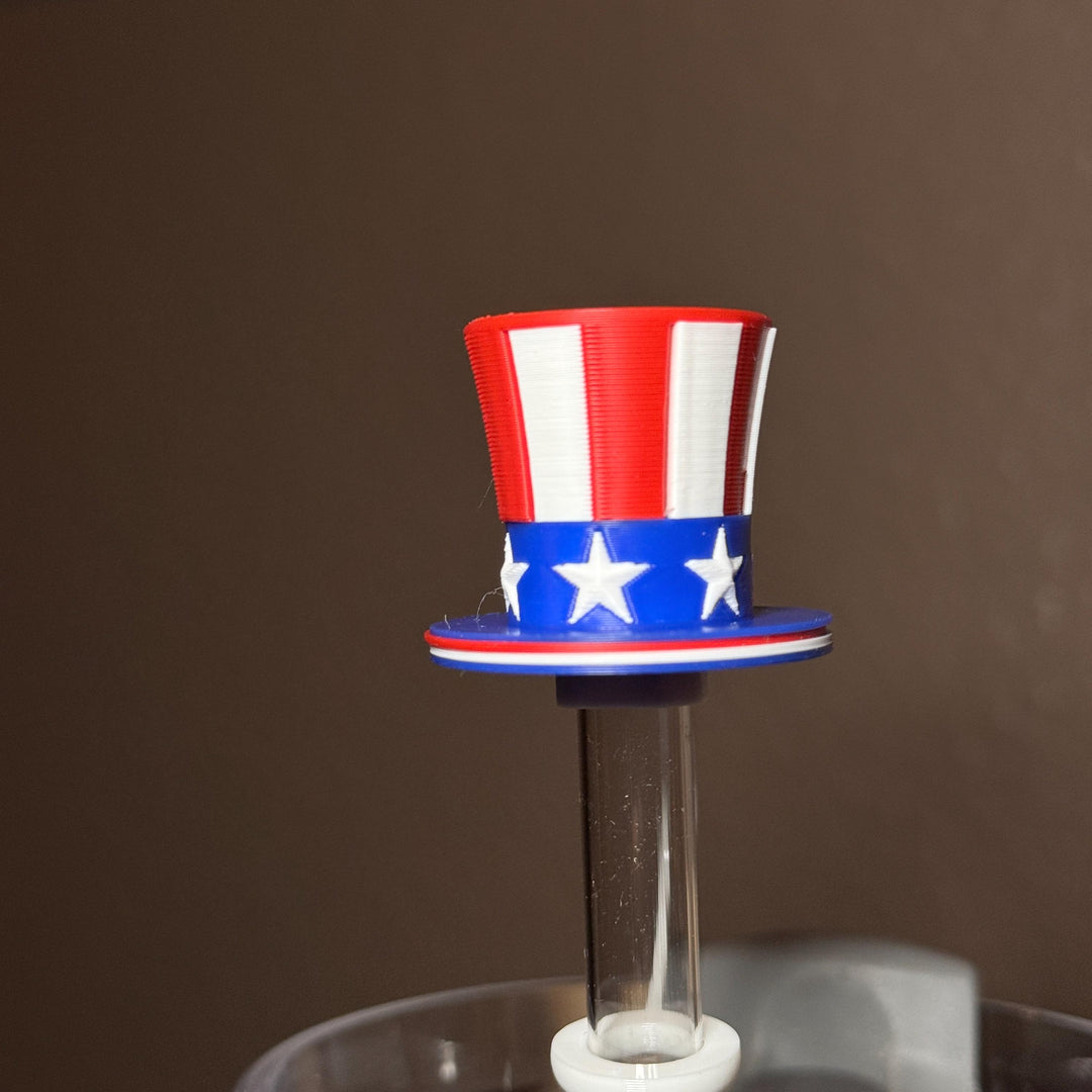 Red White Blue Stars and Stripes Hat Straw Topper Cap, fits straws 10 mm diameter, Patriotic, July 4th, Independence Day, Unique Gift